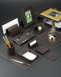 Brown Executive Desk Blotter Set